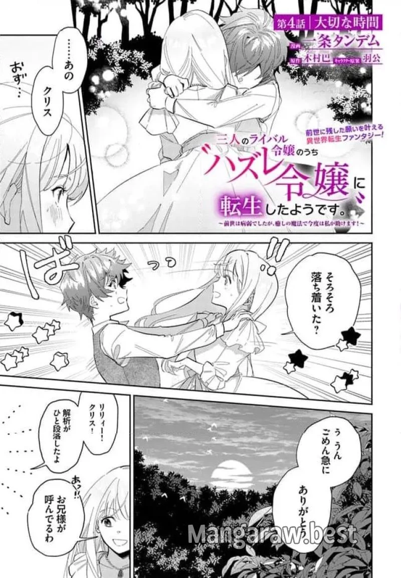 三人のライル令嬢のうち“ハズレ令嬢”に転生したようです。～前世は病弱でしたが、癒しの魔法で今度は私が助けます！～ 第4.1話 - 1