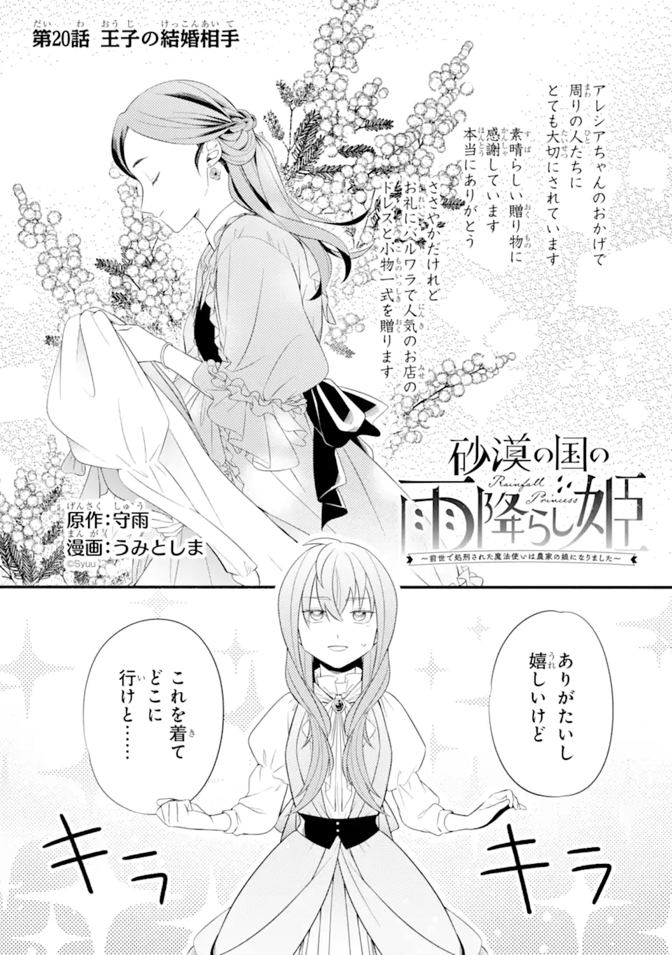 砂漠の国の雨降らし姫～前世で処刑された魔法使いは農家の娘になりました～ 第20.1話 - 1