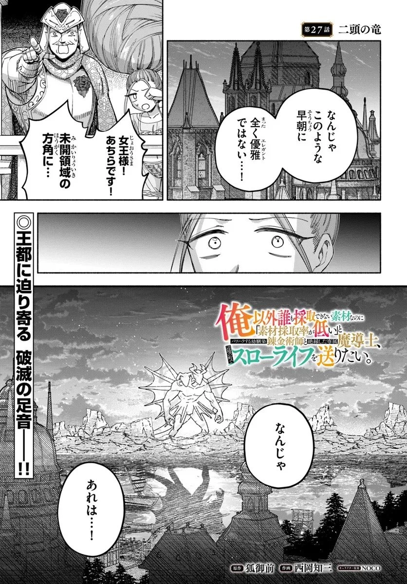 俺以外誰も採取できない素材なのに「素材採取率が低い」とパワハラする幼馴染錬金術師と絶縁した専属魔導士、辺境の町でスローライフを送りたい。 第27.1話 - 1