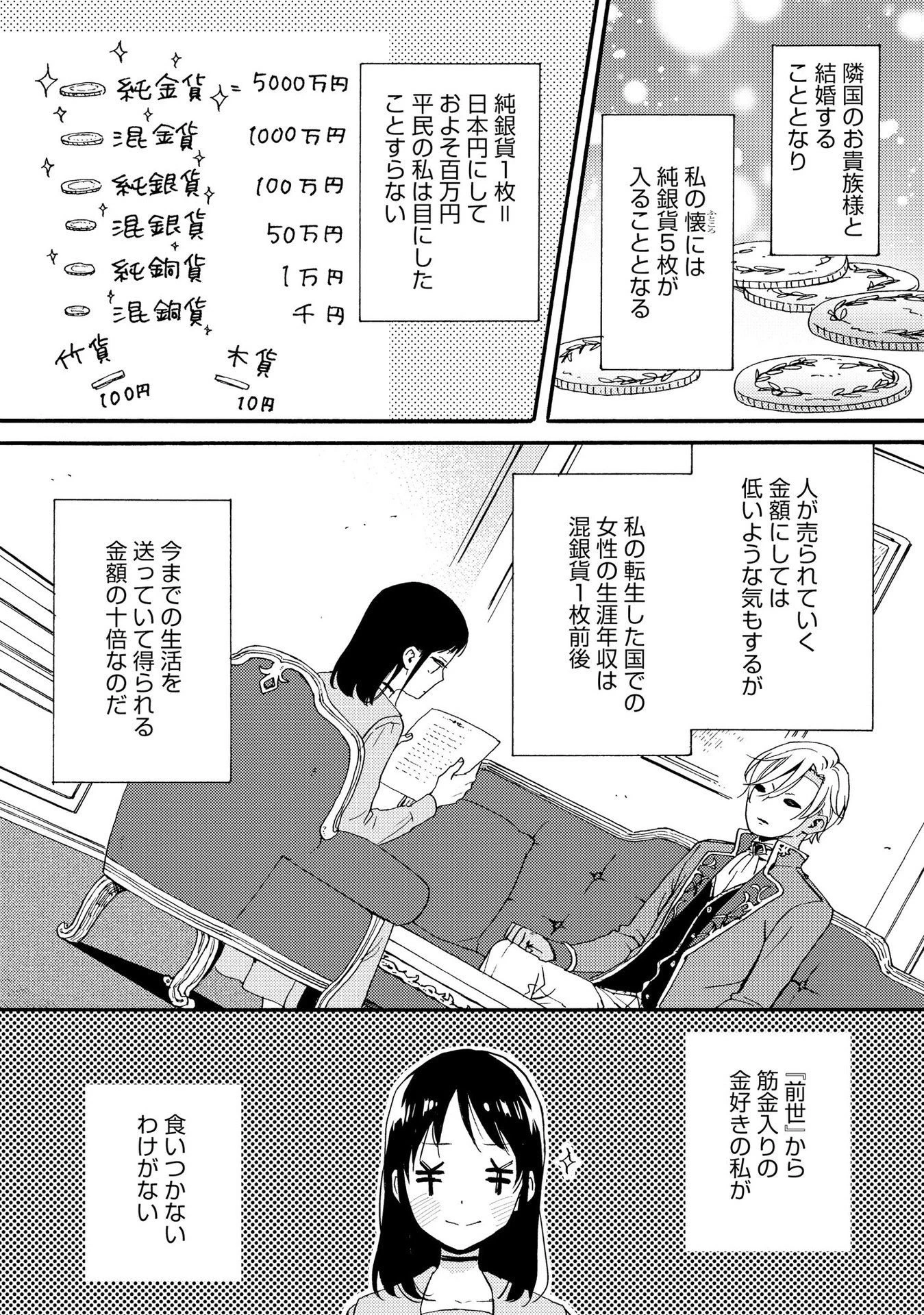 お金が大好きな平民の私は卑屈貴族と契約結婚して愛し愛されます 第1話 - 2