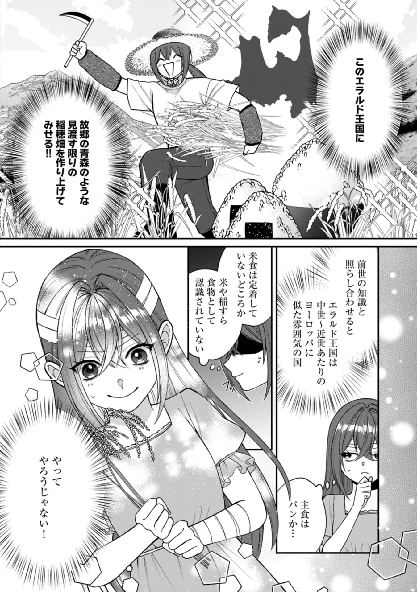 転生令嬢は米作りがしたい　～従妹の身代わりに醜い辺境伯に嫁がされましたが、とても幸せに暮らしています～ 第1話 - 8