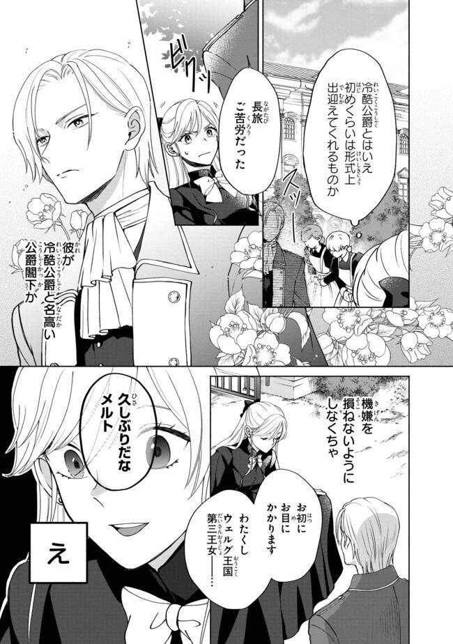 この度、冷酷公爵様の花嫁に選ばれました この度、冷酷公爵様の花嫁に選ばれました　捨てられ王女の旦那様は溺愛が隠せない!? 第1話 - 11